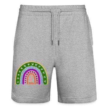 Wenn aus Liebe Leben wird - Baby 2026 - Stanley/Stella Unisex Bio Joggingshorts Trainer  - Grau meliert - Vorne - Nik (191cm) & Marisol (170cm)
