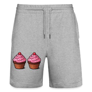 Pâtisserie de cupcakes - Short de jogging bio TRAINER Stanley/Stella unisexe - gris chiné - Devant - Nik (191cm) & Marisol (170cm)