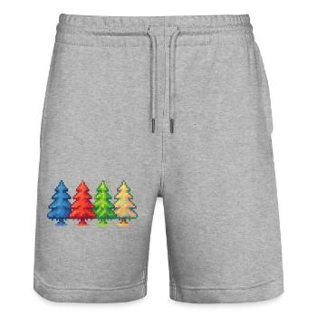 Pixelwald Weihnachtsbaum gaming - Stanley/Stella Unisex Bio Joggingshorts Trainer  - Grau meliert - Vorne - Nik (191cm) & Marisol (170cm)