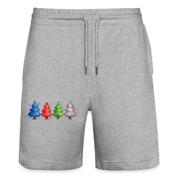 Pixel Christmas Trees Gaming - Stanley/Stella Trainer Unisex Organic Jogging Shorts - heather grey - Front - Nik (191cm) & Marisol (170cm)