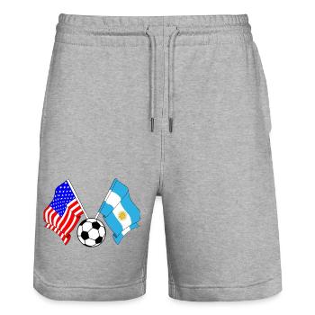 Fußball Argentinien gegen USA - Stanley/Stella Unisex Bio Joggingshorts Trainer  - Grau meliert - Vorne - Nik (191cm) & Marisol (170cm)