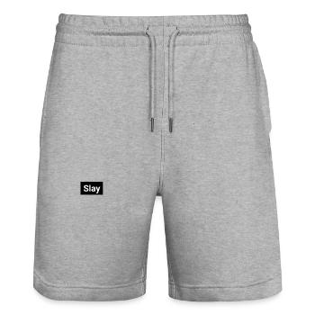 Déclaration de remerciement prêche Slay jugendwort - Short de jogging bio TRAINER Stanley/Stella unisexe - gris chiné - Devant - Nik (191cm) & Marisol (170cm)