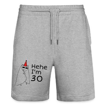 30th Anniversary - 30th Anniversary Gift - Stanley/Stella Trainer Unisex Organic Jogging Shorts - heather grey - Front - Nik (191cm) & Marisol (170cm)