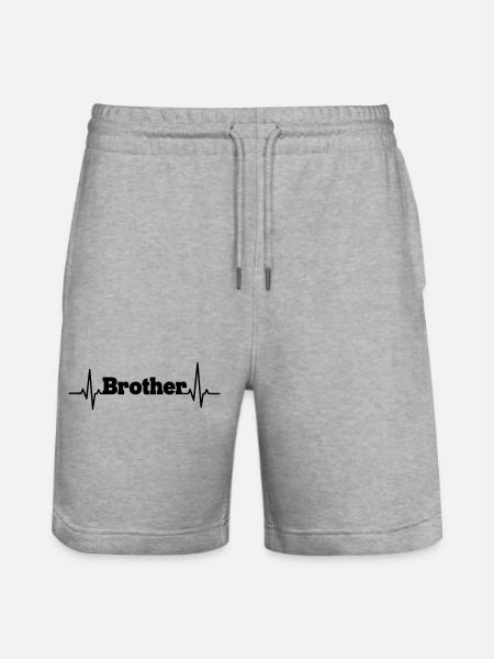 Brother lettering with heartbeat - Stanley/Stella Trainer Unisex Organic Jogging Shorts - heather grey