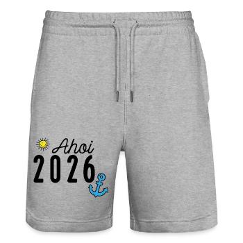 2026 - Stanley/Stella Unisex Bio Joggingshorts Trainer  - Grau meliert - Vorne - Nik (191cm) & Marisol (170cm)