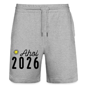 2026 - Stanley/Stella Trainer Unisex Organic Jogging Shorts - heather grey - Front - Nik (191cm) & Marisol (170cm)