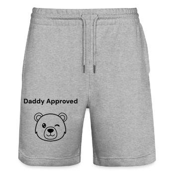 Dad says: Daddy Approved (Bärenkopf) - Stanley/Stella Trainer Unisex Organic Jogging Shorts - heather grey - Front - Nik (191cm) & Marisol (170cm)
