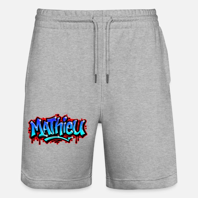 Mathieu Graffitidruckbarer Name Urban Blue - Stanley/Stella Unisex Bio Joggingshorts Trainer  - Grau meliert