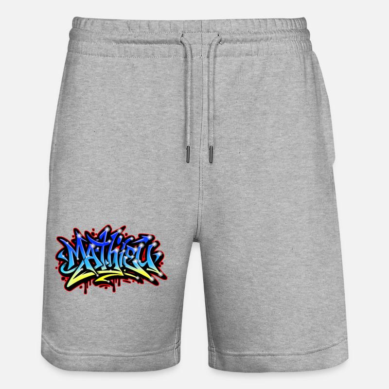 Mathieu Graffiti Printable Blue Yellow - Stanley/Stella Trainer Unisex Organic Jogging Shorts - heather grey
