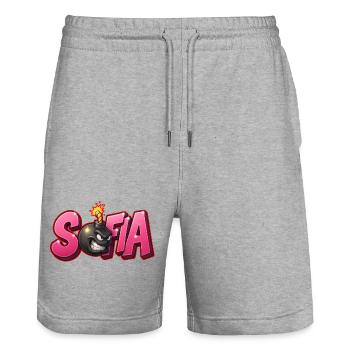 Sofia Graffiti Name Bomb Graffité 3D - Stanley/Stella Trainer Unisex Organic Jogging Shorts - heather grey - Front - Nik (191cm) & Marisol (170cm)