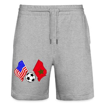 Fußball Marokko gegen USA - Stanley/Stella Unisex Bio Joggingshorts Trainer  - Grau meliert - Vorne - Nik (191cm) & Marisol (170cm)