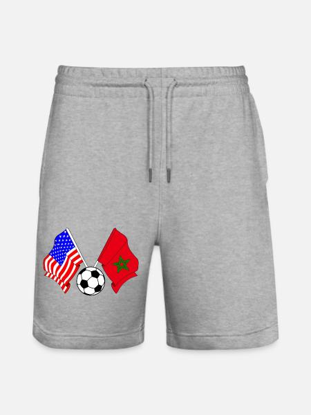 Football Morocco vs USA - Stanley/Stella Trainer Unisex Organic Jogging Shorts - heather grey