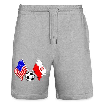 Fußball Polen gegen die USA - Stanley/Stella Unisex Bio Joggingshorts Trainer  - Grau meliert - Vorne - Nik (191cm) & Marisol (170cm)