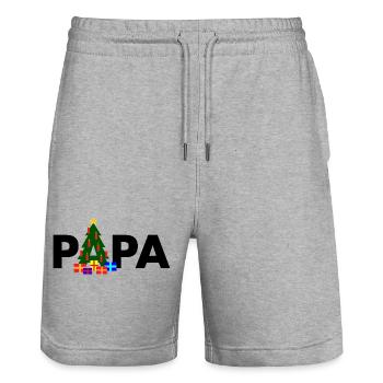 Papa Weihnachtsbaum - Stanley/Stella Unisex Bio Joggingshorts Trainer  - Grau meliert - Vorne - Nik (191cm) & Marisol (170cm)