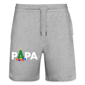 Papa Weihnachtsbaum - Stanley/Stella Unisex Bio Joggingshorts Trainer  - Grau meliert - Vorne - Nik (191cm) & Marisol (170cm)