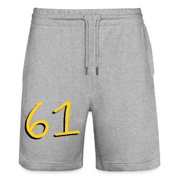 61 - Stanley/Stella Trainer Unisex Organic Jogging Shorts - heather grey - Front - Nik (191cm) & Marisol (170cm)
