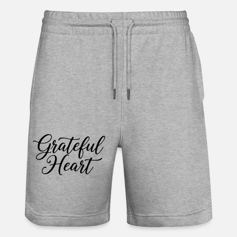 Grateful Heart Script - Stanley/Stella Unisex Bio Joggingshorts Trainer  - Grau meliert