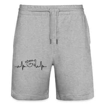 Trompette Cuivre Musique Instrument Rythme Cœur - Short de jogging bio TRAINER Stanley/Stella unisexe - gris chiné - Devant - Nik (191cm) & Marisol (170cm)
