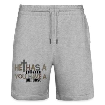 Typographie Faith Cross Tee - Short de jogging bio TRAINER Stanley/Stella unisexe - gris chiné - Devant - Nik (191cm) & Marisol (170cm)