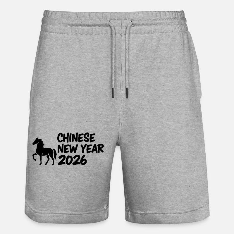 Année du Cheval Lettrage - Short de jogging bio TRAINER Stanley/Stella unisexe - gris chiné