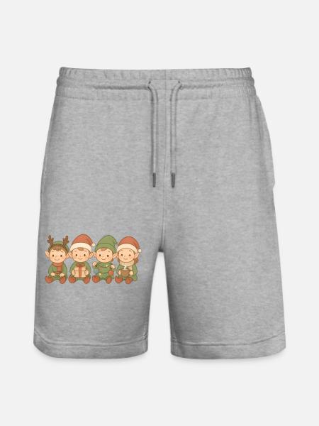 Christmas elves for men, women and children - Stanley/Stella Trainer Unisex Organic Jogging Shorts - heather grey