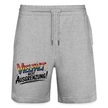 Vielfalt statt Ausgrenzung - Cool Pride Logo - Stanley/Stella Unisex Bio Joggingshorts Trainer  - Grau meliert - Vorne - Nik (191cm) & Marisol (170cm)