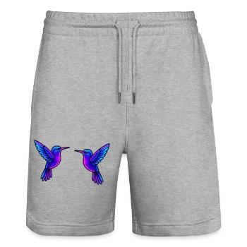 Hummingbird Bird - Stanley/Stella Trainer Unisex Organic Jogging Shorts - heather grey - Front - Nik (191cm) & Marisol (170cm)