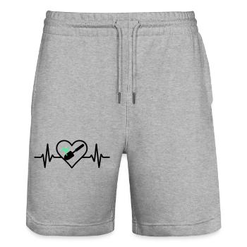 Herz Gärtnerei – Liebe Zur Natur - Stanley/Stella Unisex Bio Joggingshorts Trainer  - Grau meliert - Vorne - Nik (191cm) & Marisol (170cm)