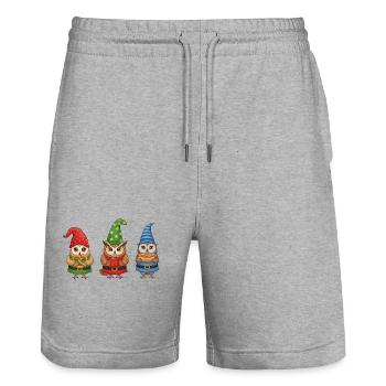 Owl Christmas Sunglasses Cool - Stanley/Stella Trainer Unisex Organic Jogging Shorts - heather grey - Front - Nik (191cm) & Marisol (170cm)