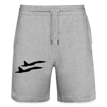 Su-35 - Stanley/Stella Trainer Unisex Organic Jogging Shorts - heather grey - Front - Nik (191cm) & Marisol (170cm)