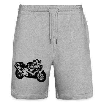motorcycle - Stanley/Stella Trainer Unisex Organic Jogging Shorts - heather grey - Front - Nik (191cm) & Marisol (170cm)