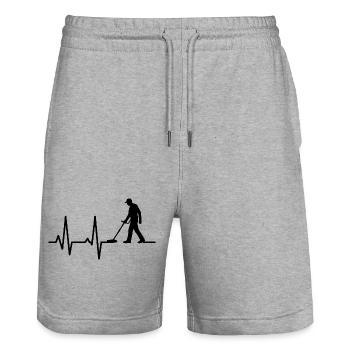 Heartbeat of Metal Detecting Enthusiast - Stanley/Stella Trainer Unisex Organic Jogging Shorts - heather grey - Front - Nik (191cm) & Marisol (170cm)
