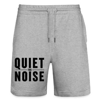 Quiet The Noise Ruhe Achtsamkeit Statement - Stanley/Stella Unisex Bio Joggingshorts Trainer  - Grau meliert - Vorne - Nik (191cm) & Marisol (170cm)
