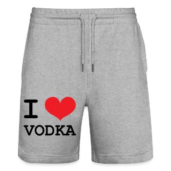 I Love Vodka - Alcool - Short de jogging bio TRAINER Stanley/Stella unisexe - gris chiné - Devant - Nik (191cm) & Marisol (170cm)