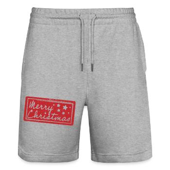 Joyeux Noël Style Rouge Scellé - Short de jogging bio TRAINER Stanley/Stella unisexe - gris chiné - Devant - Nik (191cm) & Marisol (170cm)