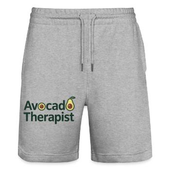 Avocado Therapeut Ernährungsberater und professioneller Berater - Stanley/Stella Unisex Bio Joggingshorts Trainer  - Grau meliert - Vorne - Nik (191cm) & Marisol (170cm)
