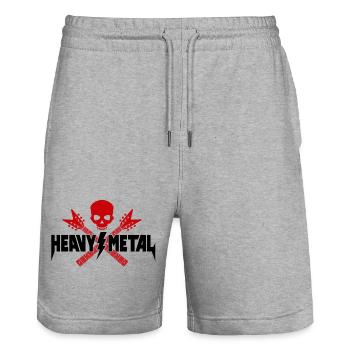 Heavy Metal Skull und gekreuzte Gitarren - Stanley/Stella Unisex Bio Joggingshorts Trainer  - Grau meliert - Vorne - Nik (191cm) & Marisol (170cm)