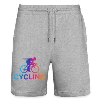 Vibrant Cycling Gradient - Stanley/Stella Trainer Unisex Organic Jogging Shorts - heather grey - Front - Nik (191cm) & Marisol (170cm)