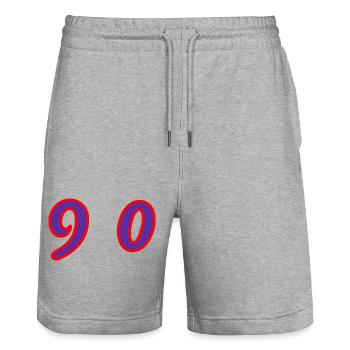 90. 90 ANS. 90e ANNIVERSAIRE. ANNIVERSAIRE 90 ANS. - Short de jogging bio TRAINER Stanley/Stella unisexe - gris chiné - Devant - Nik (191cm) & Marisol (170cm)