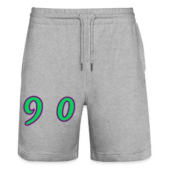 90. 90 ANS. 90e ANNIVERSAIRE. ANNIVERSAIRE 90 ANS. - Short de jogging bio TRAINER Stanley/Stella unisexe - gris chiné - Devant - Nik (191cm) & Marisol (170cm)