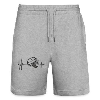 Eishockey-Torwart-Rhythmus-Sport-Herzhelm - Stanley/Stella Unisex Bio Joggingshorts Trainer  - Grau meliert - Vorne - Nik (191cm) & Marisol (170cm)