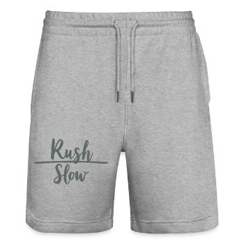 Rush Slow Hektik vs Gelassenheit - Stanley/Stella Unisex Bio Joggingshorts Trainer  - Grau meliert - Vorne - Nik (191cm) & Marisol (170cm)