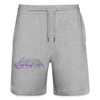 Rebirth - cold metal chrome text - Stanley/Stella Trainer Unisex Organic Jogging Shorts - heather grey - Front - Nik (191cm) & Marisol (170cm)