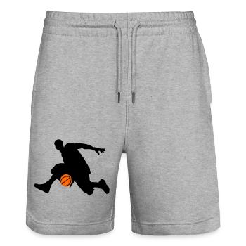 Basketball - Stanley/Stella Trainer Unisex Organic Jogging Shorts - heather grey - Front - Nik (191cm) & Marisol (170cm)