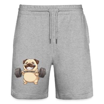 Pug With Dumbbell Fitness Workout Bodybuilder - Stanley/Stella Trainer Unisex Organic Jogging Shorts - heather grey - Front - Nik (191cm) & Marisol (170cm)