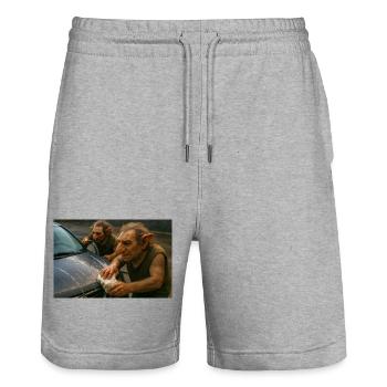 Troll Wash: Autopflege im Staunen - Stanley/Stella Unisex Bio Joggingshorts Trainer  - Grau meliert - Vorne - Nik (191cm) & Marisol (170cm)