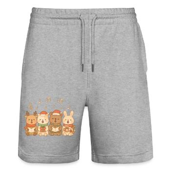 Weihnachtssänger für Kinder, Jungen und Mädchen - Stanley/Stella Unisex Bio Joggingshorts Trainer  - Grau meliert - Vorne - Nik (191cm) & Marisol (170cm)