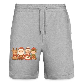 Santa Claus & Santa Claus – Mode masculine, Lady - Short de jogging bio TRAINER Stanley/Stella unisexe - gris chiné - Devant - Nik (191cm) & Marisol (170cm)