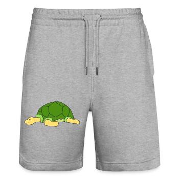 Cute Lazy Turtle Sleeping Funny Reptile Pet Owner - Stanley/Stella Trainer Unisex Organic Jogging Shorts - heather grey - Front - Nik (191cm) & Marisol (170cm)