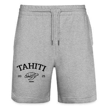 Tahiti - Turtle - French Polynesia - Schildkröte - Stanley/Stella Unisex Bio Joggingshorts Trainer  - Grau meliert - Vorne - Nik (191cm) & Marisol (170cm)